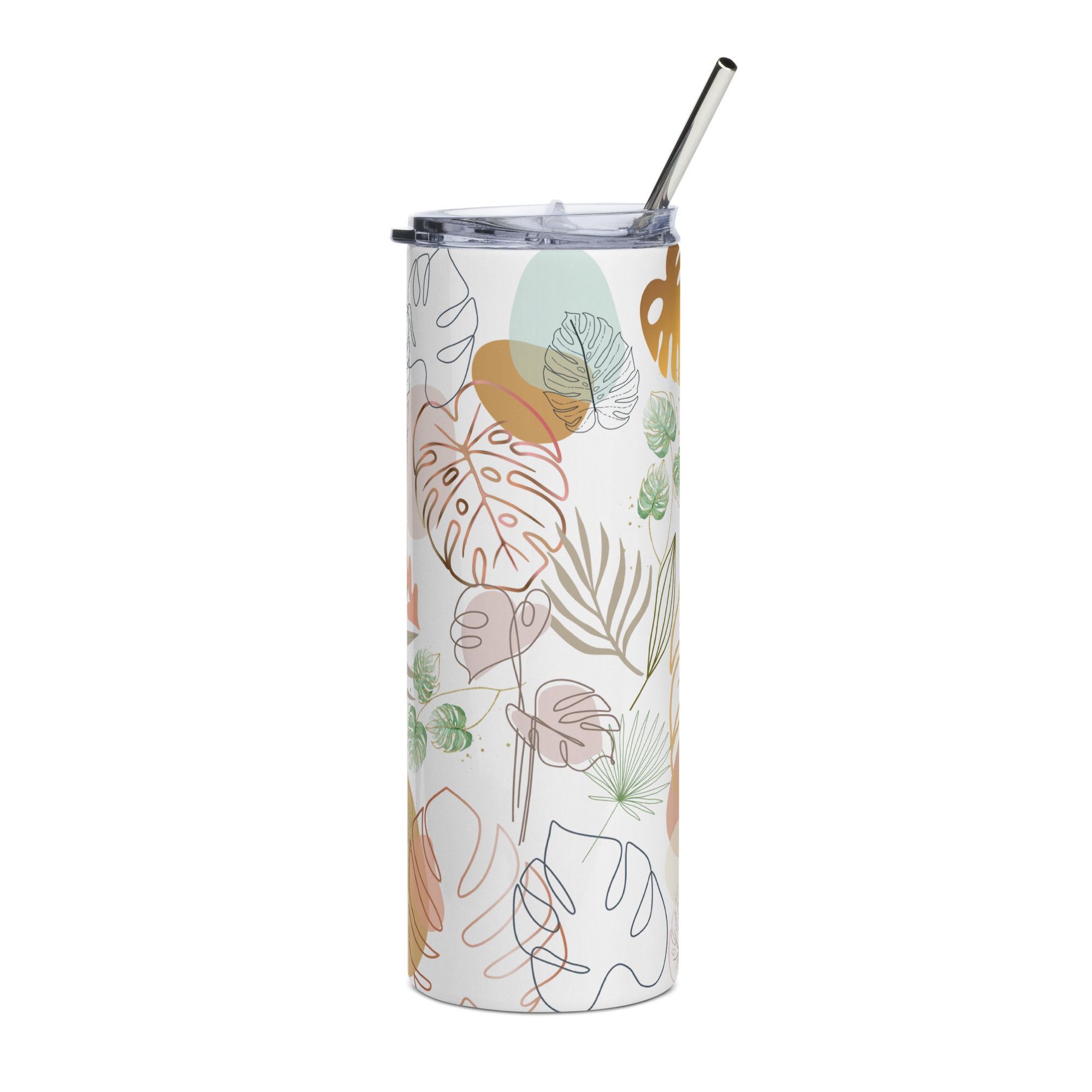 Floral Boho Personalized Stainless Steel Tumbler with Straw – Squishy Cheeks